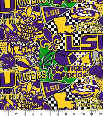 Louisiana State University Tigers Cotton Fabric Pop Art