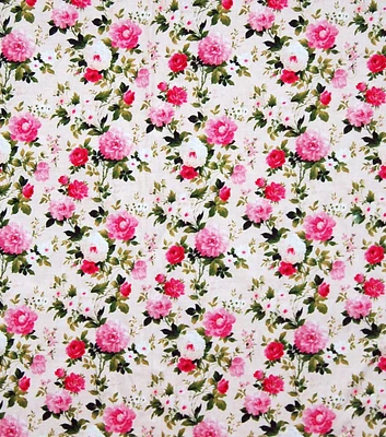 Lovely Floral Bouquets on White Premium Cotton Fabric