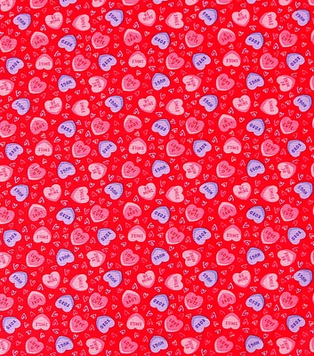 Pink XOXO Candy Hearts Valentine's Day Cotton Fabric