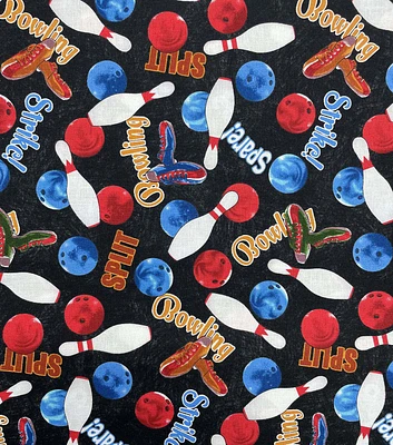 Lucky Strike on Black Novelty Cotton Fabric