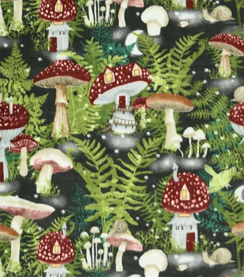 Fairy Houses on Green Anti Pill Plush Fleece Fabric