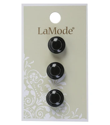 La Mode 1/2" Black Shank Buttons 3pk