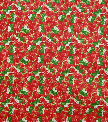 Vintage Strawberries on Red Premium Cotton Fabric