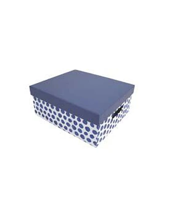 11" Blue Dots Rectangle Box With Cut Out Handles by Place & Time