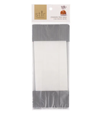 4" x 9.5" Silver Cellophane Treat Bags With Twist Ties 20pk by STIR