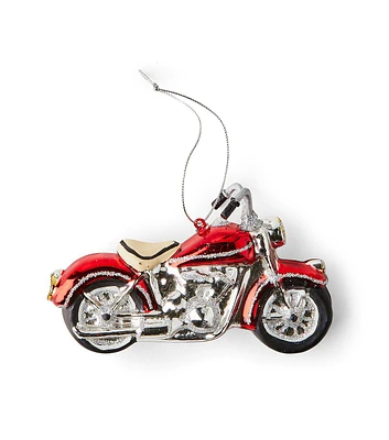 5" Christmas Red Motorcycle Glass Ornament by Place & Time