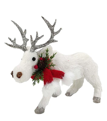 8" Christmas White Elk With Red Scarf by Bloom Room