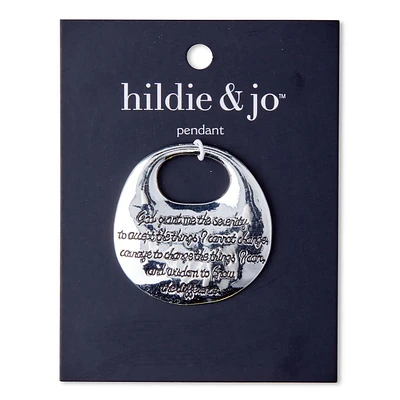 2" Silver Serenity Prayer Round Pendant by hildie & jo