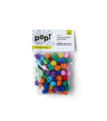 POP! Tinsel Poms Assorted Metallic 5in 80pc