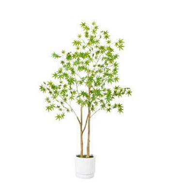 Nearly Natural 6' Green Artificial Maple Tree in White Planter