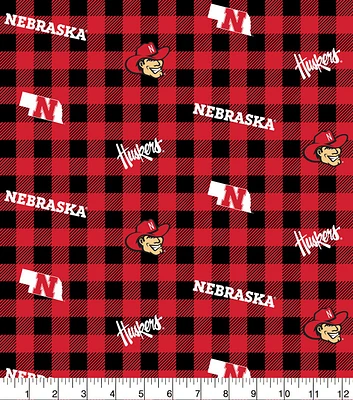 University of Nebraska Cornhuskers Cotton Fabric Buffalo Check