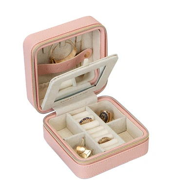 RubyCash 5" Blush Faux Leather Zippered Travel Jewelry Organizer Box