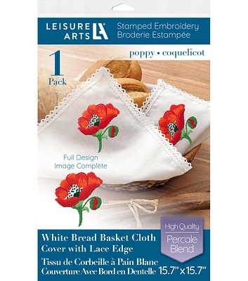 Leisure Arts 16" x 16" Poppy Basket Liner Stamped Cross Stitch Kit