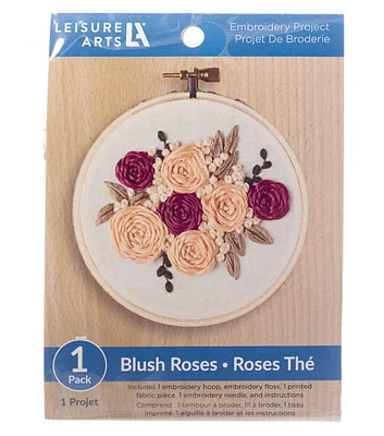 Leisure Arts 4" Spicy Blush Roses Embroidery Kit