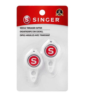 SINGER Sewing Needle Threaders with Built-In Thread Cutter, 2 Pack