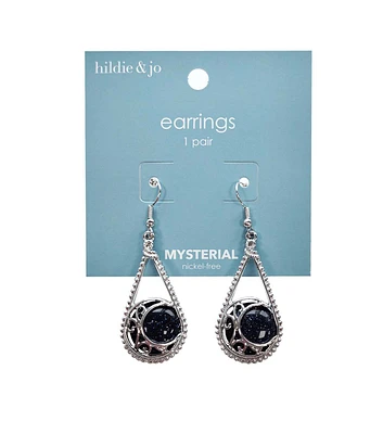 2" Halloween Black Stone Moon Dangle Earrings by hildie & jo