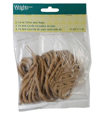 Wrights 3/16" Twist Jute Rope 6 Yds Natural