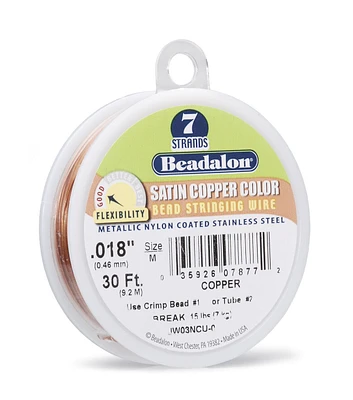 Beadalon Metallic Nylon Coated Stainless Steel Bead Wire, Copper,  30ft.