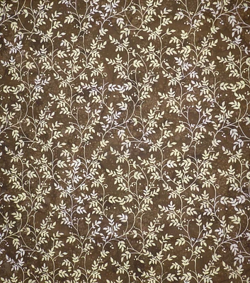 Floral Vines on Brown Batik Cotton Fabric