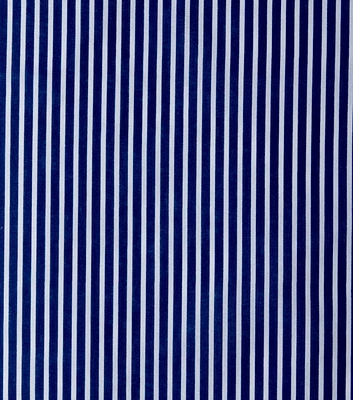 Navy & White Stripes Craft Cotton Fabric by Happy Value