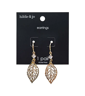 2" Gold Leaf Dangle Earrings by hildie & jo