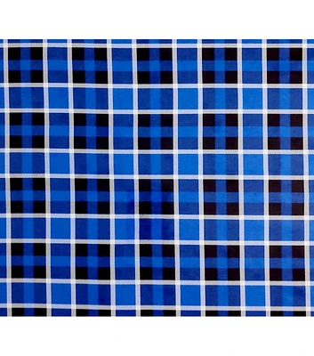 Blue & Black Watch Plaid Super Snuggle Flannel Fabric