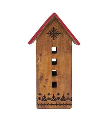 6" Christmas Wood & Red Enamel House by Place & Time