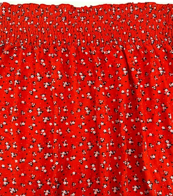 Red Ditsy Floral Smocked Bubble Gauze Fabric by POP!