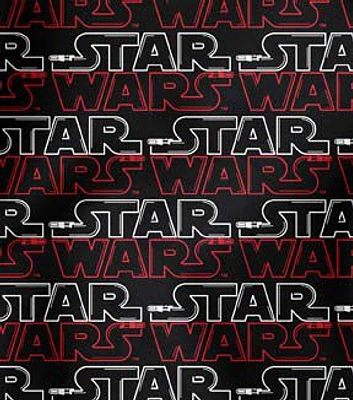 Star Wars Classic Logo on Black Knit Cotton Fabric