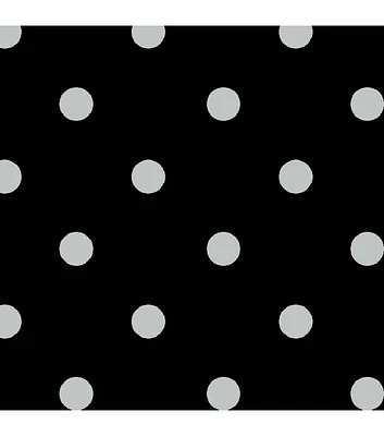 Stitch & Sparkle Silver Metallic Dots on Black Cotton Fabric