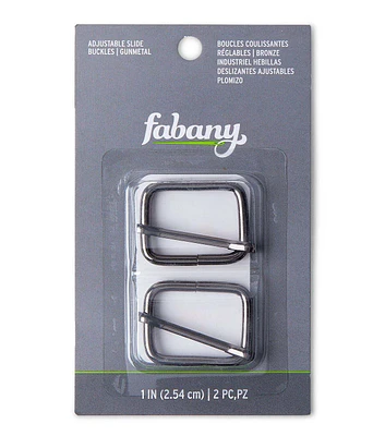 1" Gunmetal Adjustable Slide Buckle 2pk by Fabany