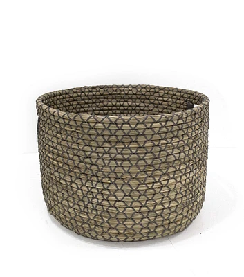 16" Seagrass Woven Basket With Cutout Handle by Place & Time