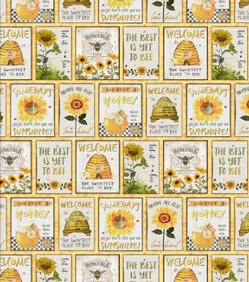 Springs Creative The Best is Yet To Bee on Yellow Premium Cotton Fabric