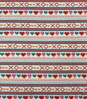 Red Valentine's Day Fair Isle Heart Waffle Knit by POP!