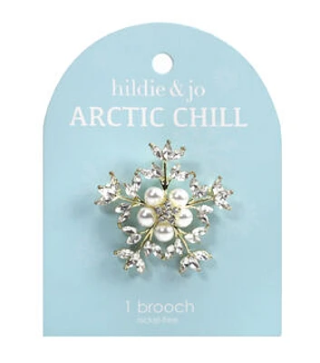 4" Christmas Pearl Snowflake Brooch by hildie & jo