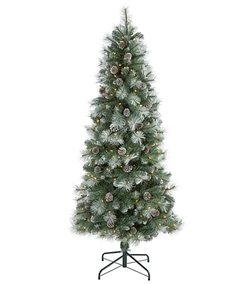 Nearly Natural 6' Pre Lit Frosted Columbia Mountain Pine Christmas Tree