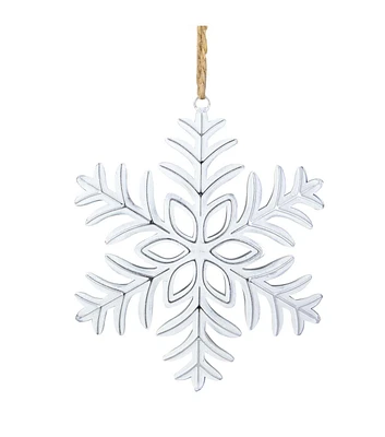 Northlight 5.5" Christmas Silver Metal Snowflake Ornament on Jute Rope