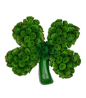 Northlight 14.5" St. Patrick's Day Green Wood Chip Four Leaf Clover