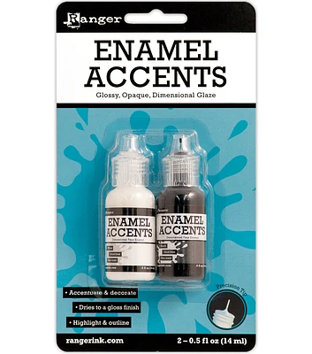 Ranger .5 oz Inkssentials Enamel Accents 2PK Black & White