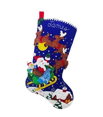 Bucilla 18" Santa's Sleigh Ride Felt Stocking Kit