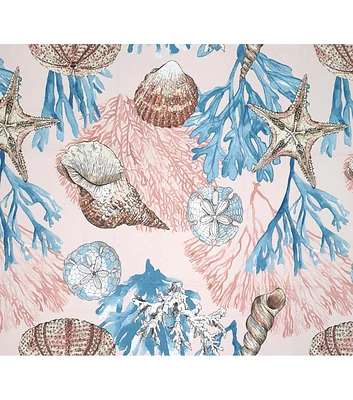 Coral & Sea Shells on Light Pink Outdoor Fabric