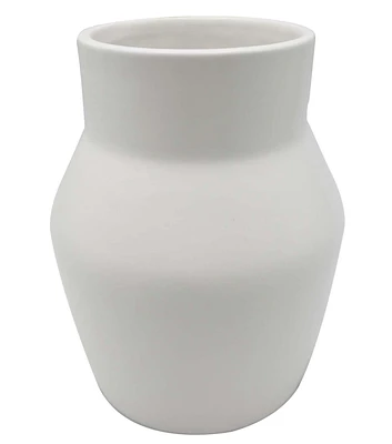 8" Cream Ceramic Curved Vase by Bloom Room