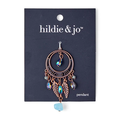 Antique Copper Pendant With Blue Stone by hildie & jo