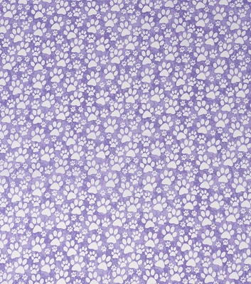 Dog Paws on Purple Novelty Cotton Fabric