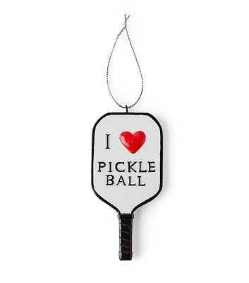 5" Christmas I Heart Pickle Ball Paddle Glass Ornament by Place & Time