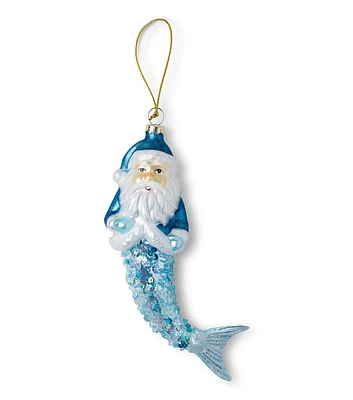 7" Christmas Santa Claus Mermaid Glass Ornament by Place & Time