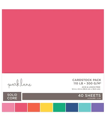 40 Sheet 12" x 12" Primary Assorted Cardstock Paper Pack by Park Lane