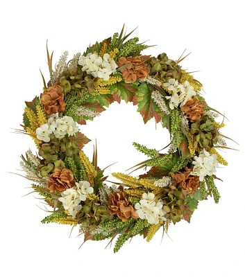 Northlight 28" White Hydrangea Artificial Fall Harvest Twig Wreath