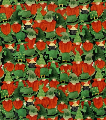 Green Luck Of The Gnome St. Patricks Day Cotton Fabric