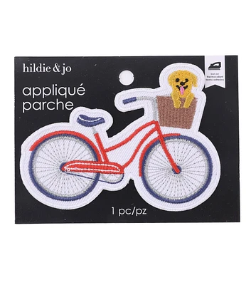 3.5" Bicycle With Dog Basket Applique by hildie & jo